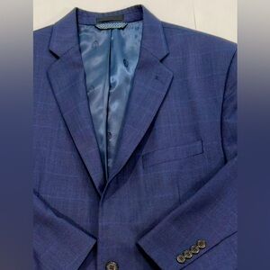 Lauren Ralph Lauren Blue Windowpane Plaid Wool Blend Sport Coat Blazer 44L